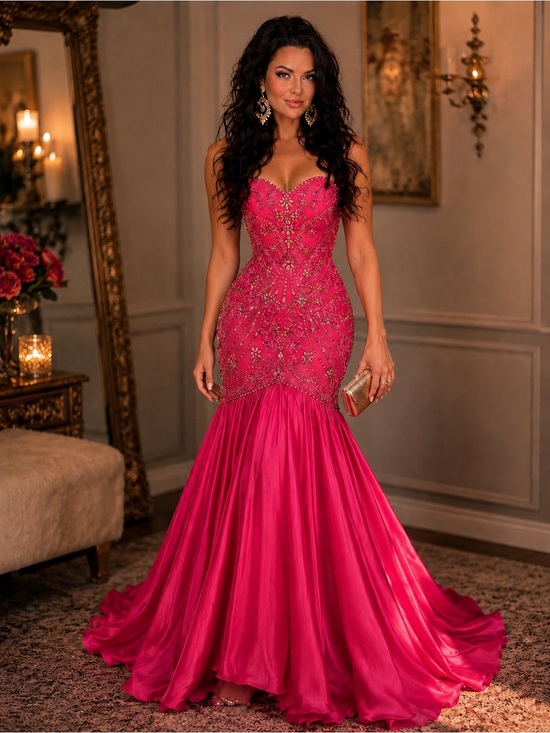 Sherri Hill Dresses & Skirts - Sherri Hill Pink Beaded Mermaid Gown